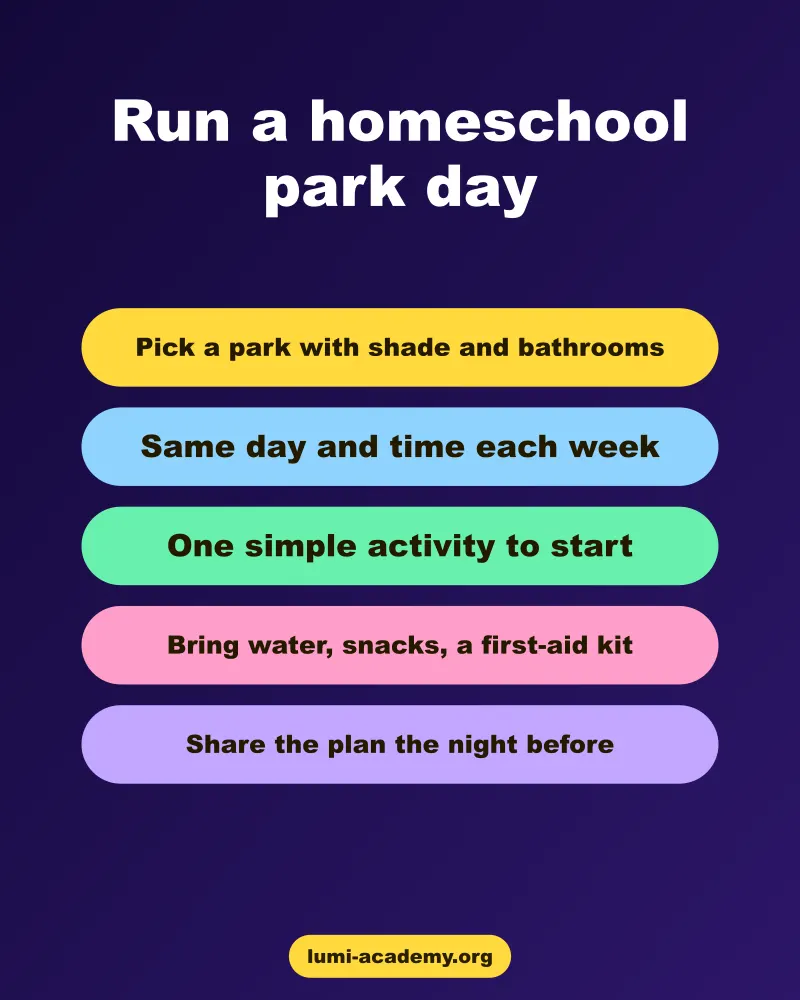 Five steps for organizing a homeschool park day